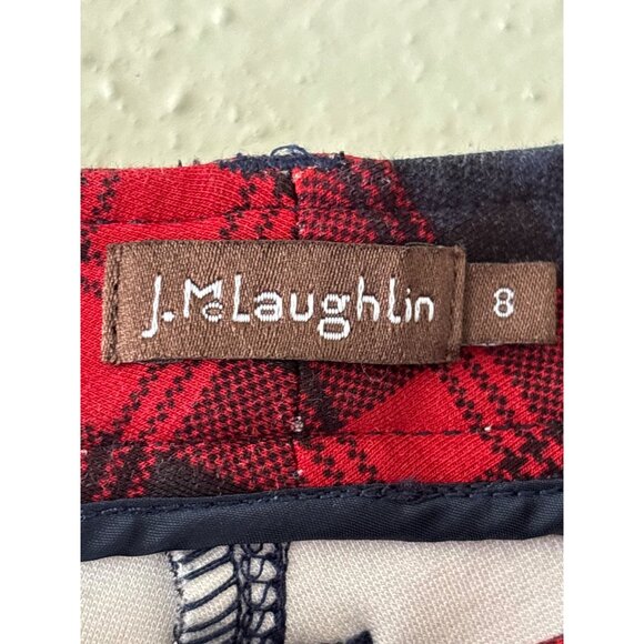 J. McLaughlin Becca Leggings Regiment Plaid Size 8 Red & Black Stretch Womens - Picture 6 of 13